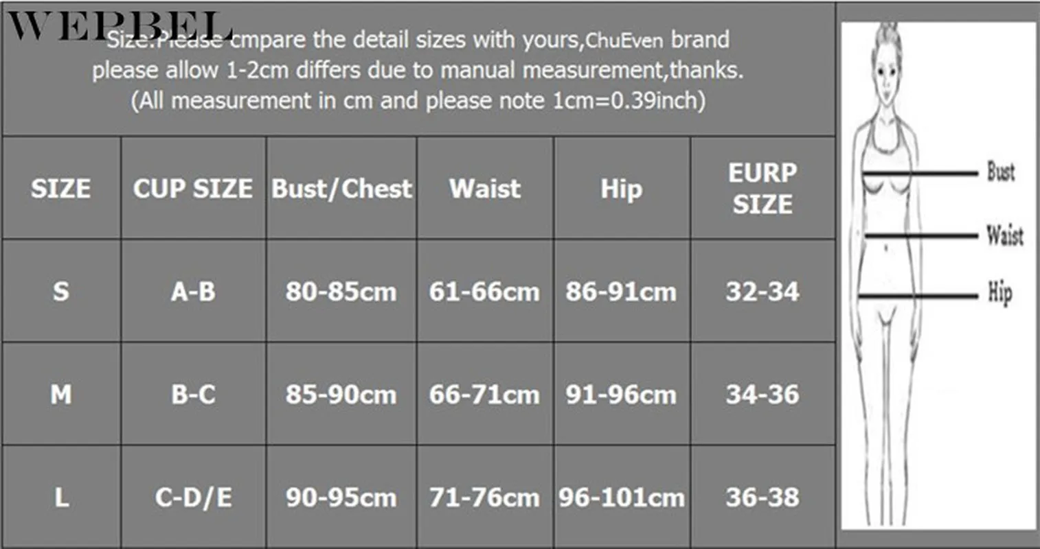 

WEPBEL Sexy Women Bikini Set Solid Color Bandage Push-Up Padded Swimwear Swimsuit Bathing Suit Beachwear Beachsuit