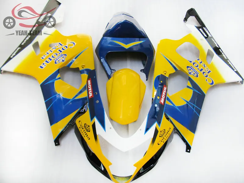 

Бесплатная пользовательская Обтекатели для кузова для Suzuki K4 2004 2005 GSXR600 04 05 GSXR 600 750 желтый Корона ABS пластиковый комплект обтекателя для мотоц...