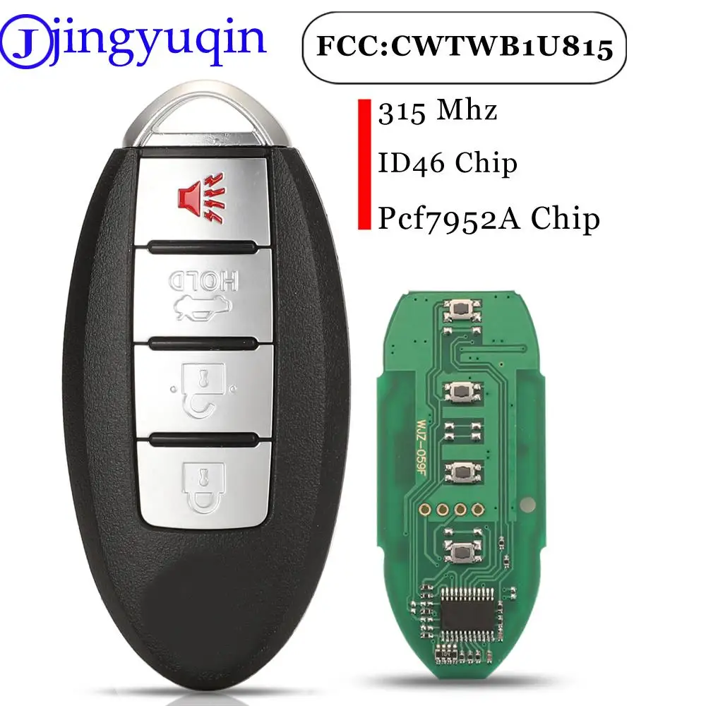 Jingyuqin mando a distancia de coche 315Mhz ID46 PCF7952A Chip CWTWB1U815 para Nissan Sunny viceversa Sentra Juke cubo 4 botones