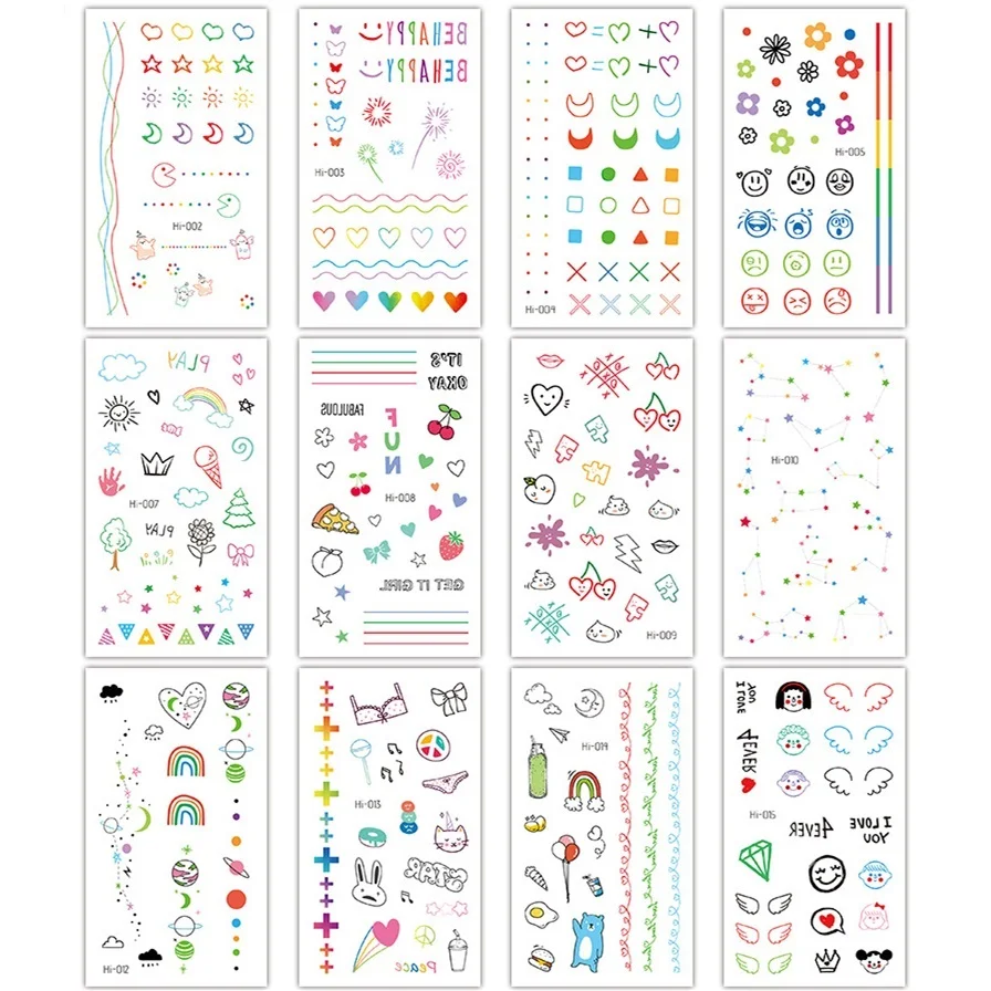 15 видов милая маленькая синяя светящаяся временная татуировка наклейка на лицо