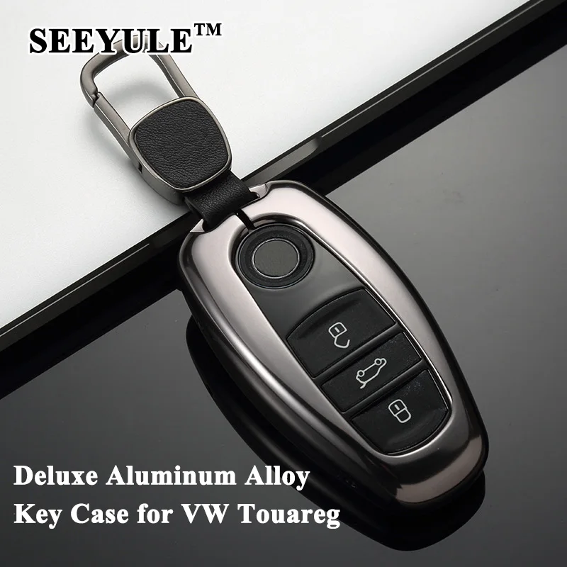 

Чехол для автомобильного ключа SEEYULE Deluxe из алюминиевого сплава, чехол для ключа высшего класса, защитные аксессуары для VW Touareg 2010-2018, 1 шт.