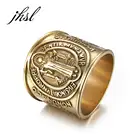 Большие мужские кольца для большого пальца JHSL, модные ювелирные изделия из нержавеющей стали для христианского католицизма, размер 8, 9, 10, 11, 12
