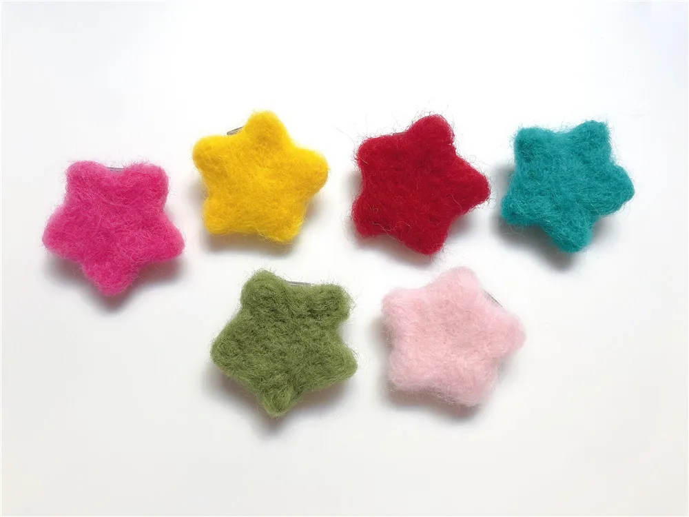 

24pcs ins Fashion Cute Felt Star Hairpins Solid Candy Color Star Hair Clips Princess Headwear Boutique Hair Accessories