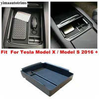 accessories for tesla model x model s 2016 2017 2018 center console storage box container holder organizer case plastic cover