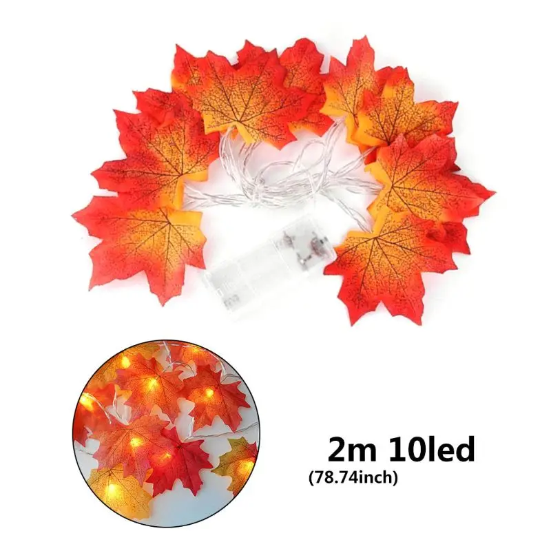 

Thanksgiving Simulation Maple Leaf 10 LED/20 LED String Light Decoration Lamps Halloween Night Party Decor Electric for