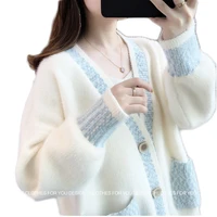 high end sweater coat large size clothing for women knitting outerwear trending products double sided imitate mink cashmere tops