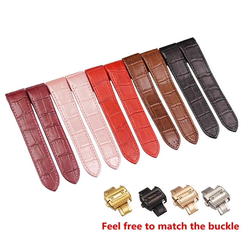 Watch accessories for Cartier Santos crocodile leather watch strap male Santos100 leather strap female 20mm