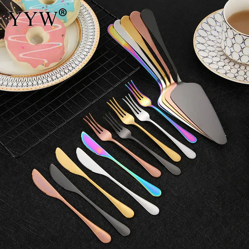 Набор разноцветных столовых приборов комплект из нержавеющей стали столовые