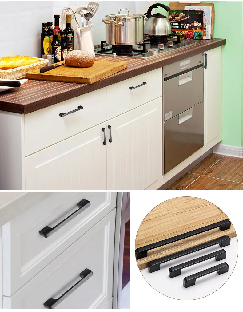 Новый цинковый сплав черный цвет для шкафов ручки Американский Стиль двери