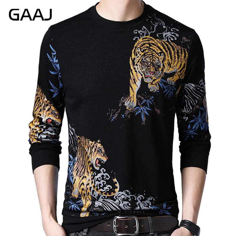 GAAJ men sweatshirt brand mens hoodies streetwear screen print tiger hip hop autumn male hoodie clothes fashion sweatshirts | Мужская
