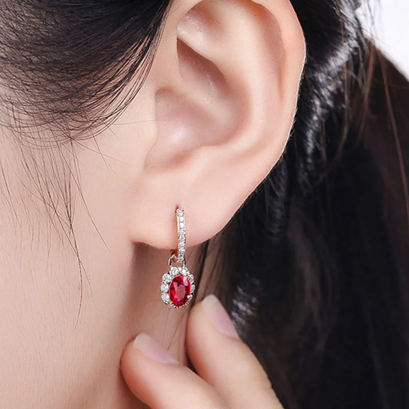 Женские серьги-клипсы с имитацией рубина и турмалина | Украшения аксессуары