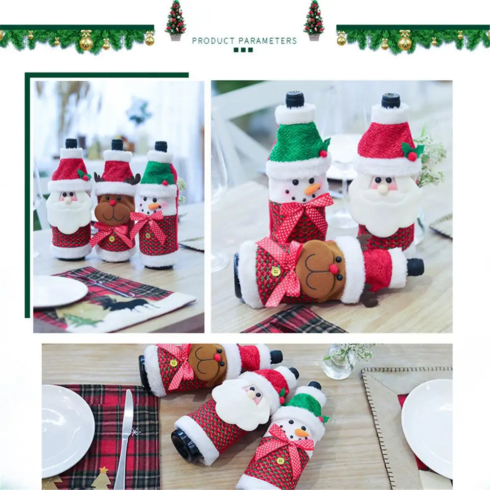 Рождественские Чехлы для винных бутылок чехол рождественские украшения дома