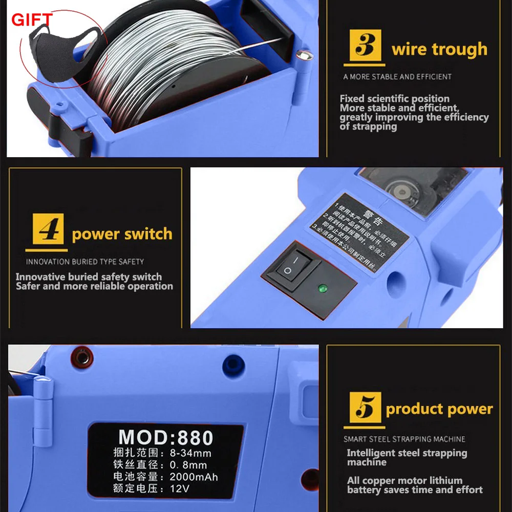 

Fully Automatic Rebar Strapping Machine with Rechargeable Handheld Lithium Battery for Construction of Building Reinforcement