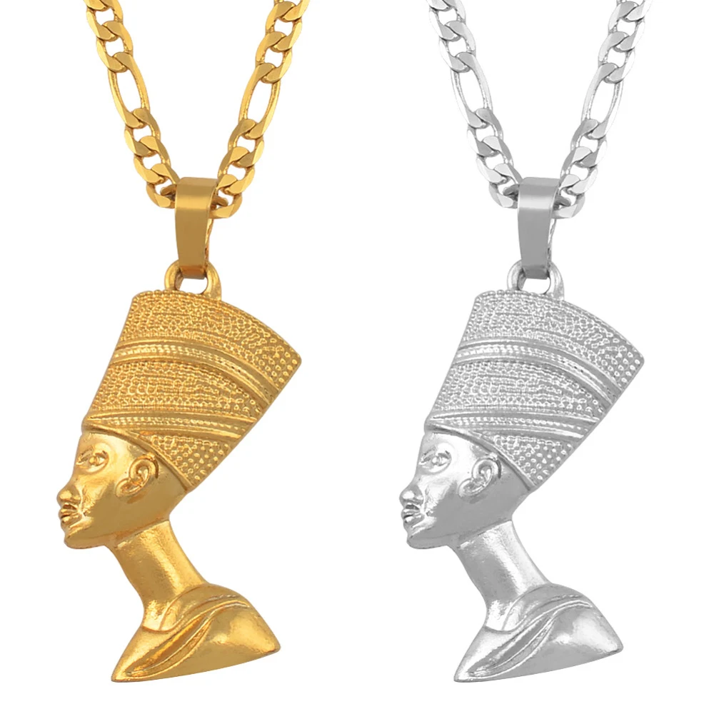 

Egyptian Queen Nefertiti Pendant Necklaces Women Men Jewelry Silver Color/Gold Color Wholesale Jewellery African