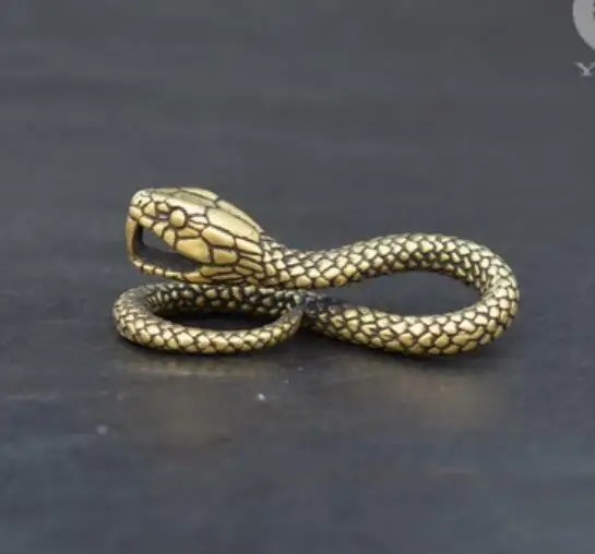 

China Pure Brass Carving Snake Key Buckle Small Statue