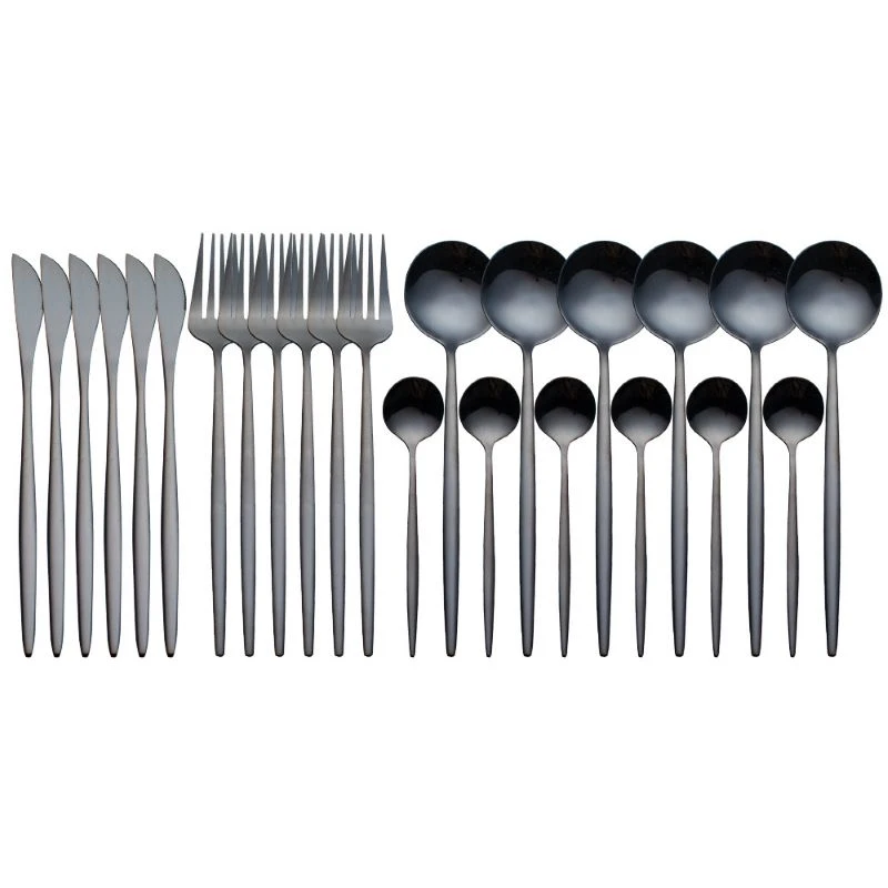 

24pcs Gold Dinnerware Set Mirror Stainless Steel Tableware Set Knife Fork Coffee Spoon Flatware Set Dishwasher Safe Cutlery Set