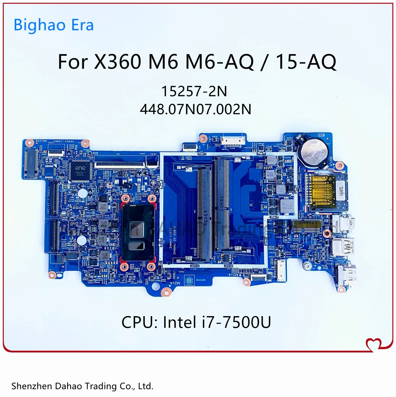

858871-001 858871-601 For HP Envy X360 M6 M6-AQ 15-AQ Laptop Motherboard With i7-7500U CPU 448.07N07.002N 15257-2N Mainboard