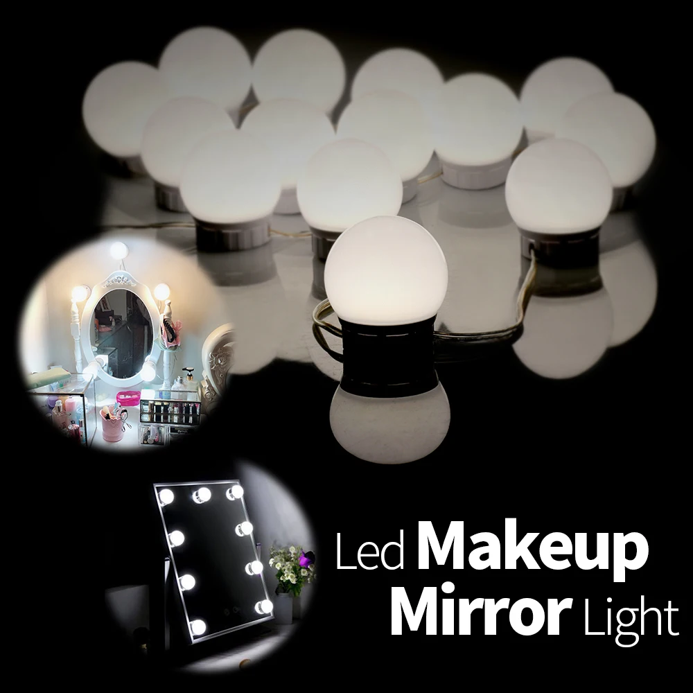 

Bathroom Mirror Bulb LED Vanity Light Full Backlit Mirrors Dressing Table Wall Lamp For Room Touch Dimmable Led Night Lighting