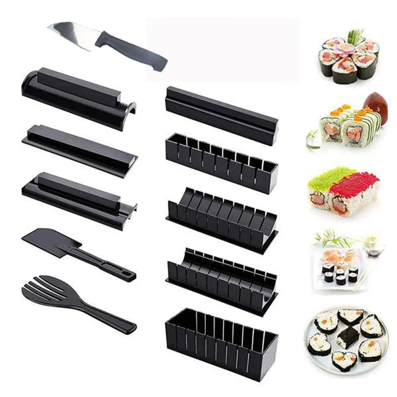 

Sushi Accessories Set 11 Piece Plastic Maker Tool 8 Rice Roll Mold DIY Kit Making Kitchen Supplies Bento Gadget Onigiri