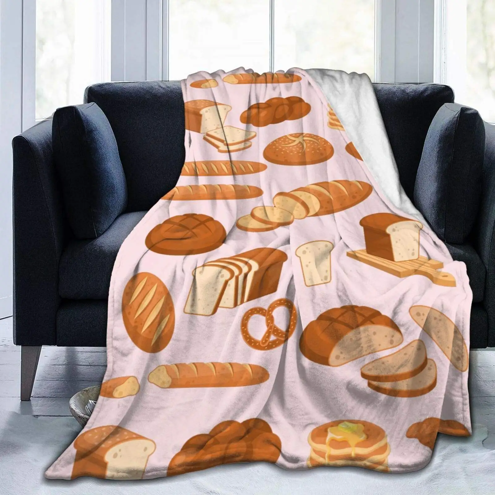 

Delicious Bread Blanket Flannel Throw Blanket Ultra Soft Micro Fleece Blanket Bed Couch Living Room 150x220cm for Adults