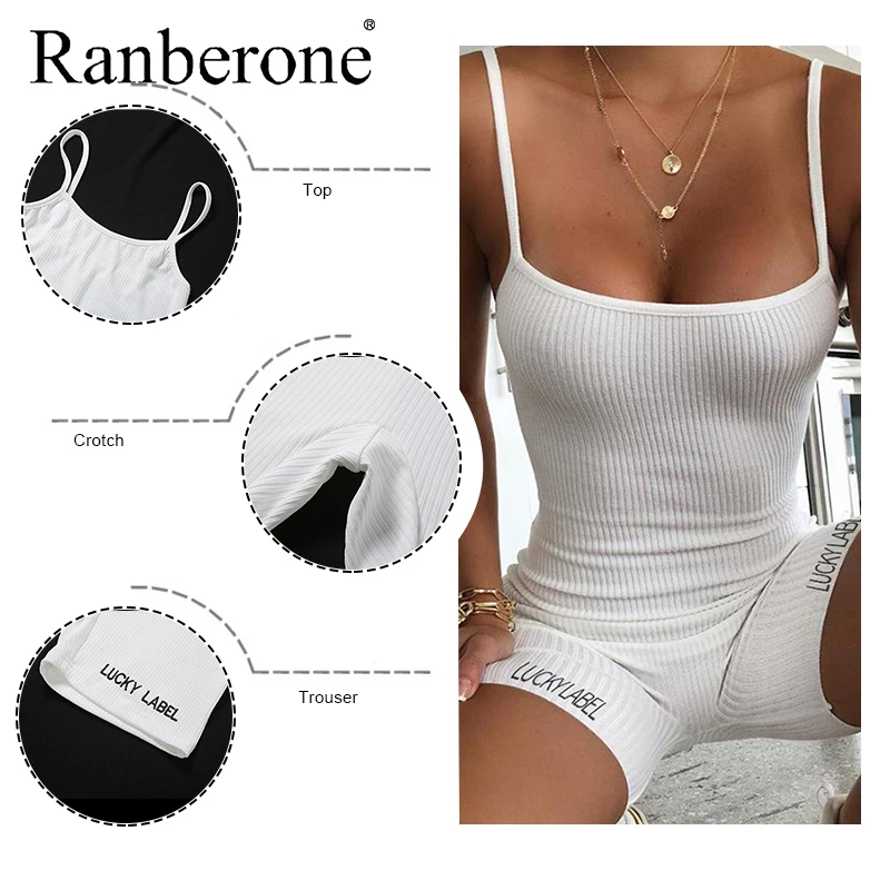 Спортивный комбинезон Ranberone на бретельках Цельный боди Женский Облегающий без