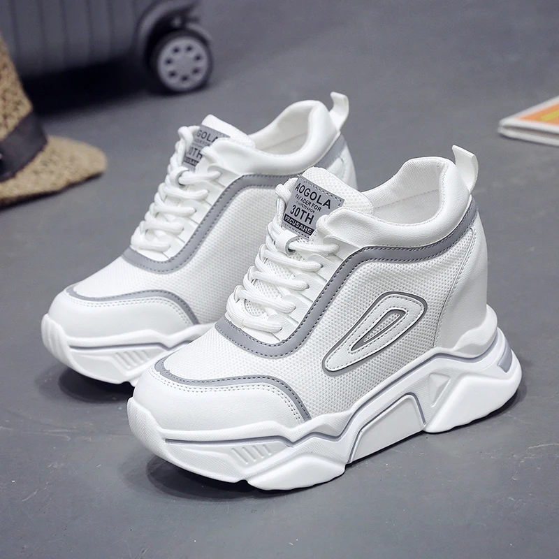 Модная женская повседневная обувь на платформе Сетчатая дышащая танкетке