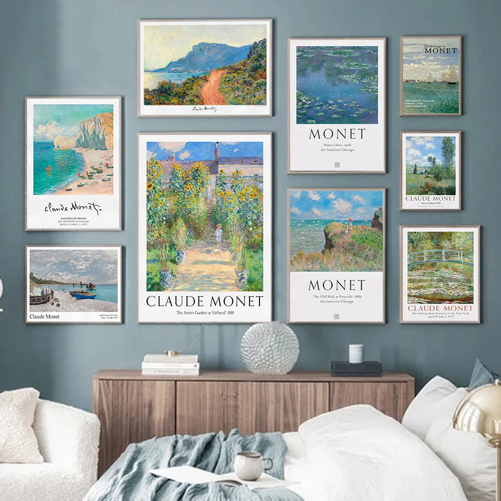 

Monet Exhibition Claude Monet Garden Landscape Vintage Canvas Painting Nordic Poster Wall Art Picture Modern Living Room Decor