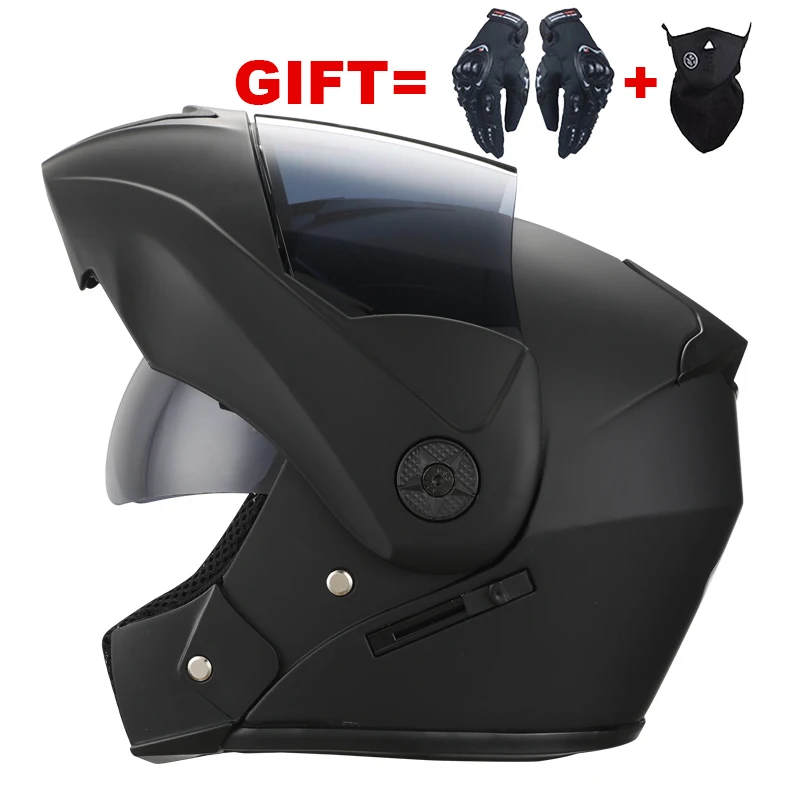 

Мотоциклетный шлем с откидной крышкой, модульный двойной объектив для мужчин и женщин, на все лицо, для мотокросса, для взрослых, 2 подарка