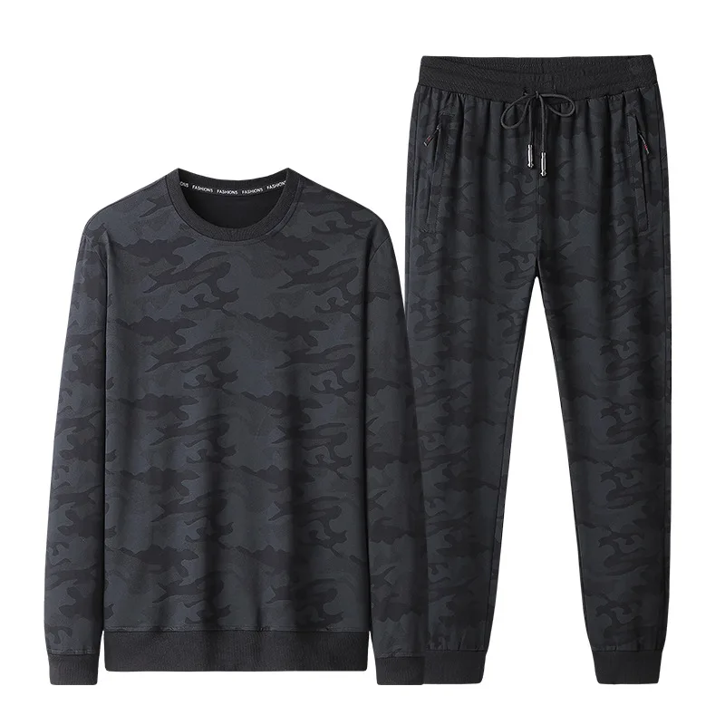 

Spring 2021 new men's extra large round neck long sleeve suit