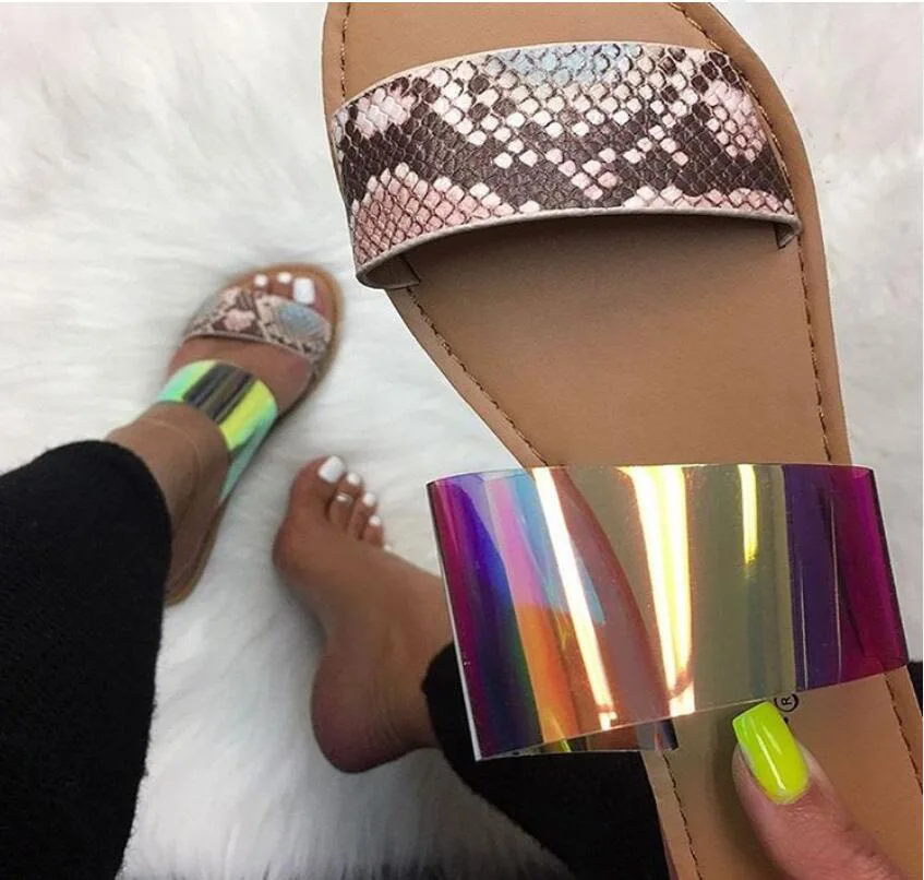 

Hot Sale Summer Fashion Women PVC Sandals Leopard Print Slip-on Shallow Flat Jelly Shoes Ladies Outdoor Holiday Slipper big size