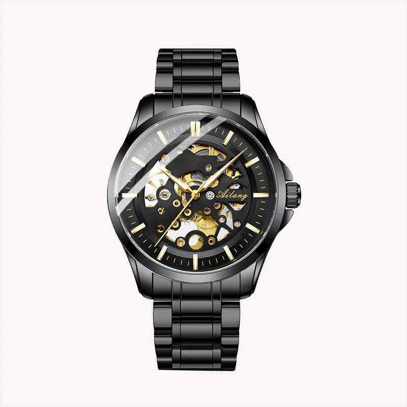 

The new AILANG watch men's hollow tourbillon ultra-thin automatic mechanical watch genuine black technology men's watch