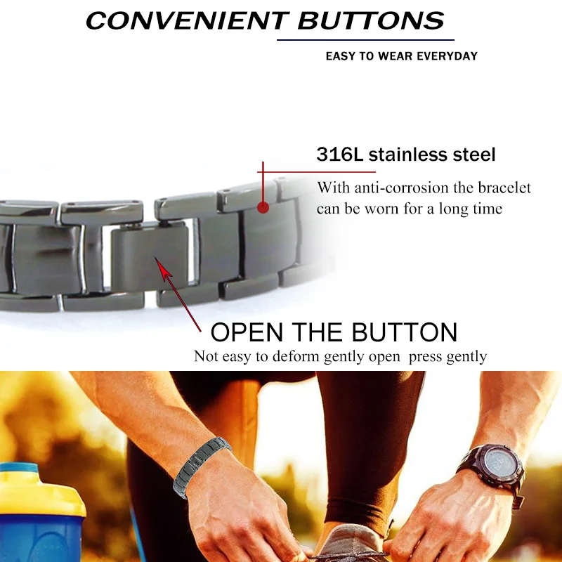 Магнитный браслет из нержавеющей стали 316 который облегчает давление и повышает