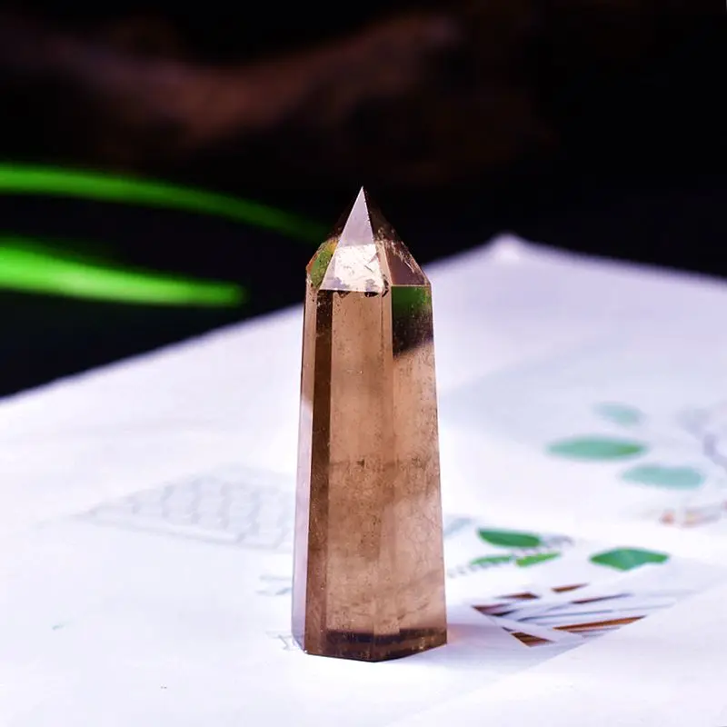 

1 шт. натуральный дымчатый кристалл чай кристалл Шестиугольная точка столбик минеральное украшение волшебное Исцеление украшение для дома