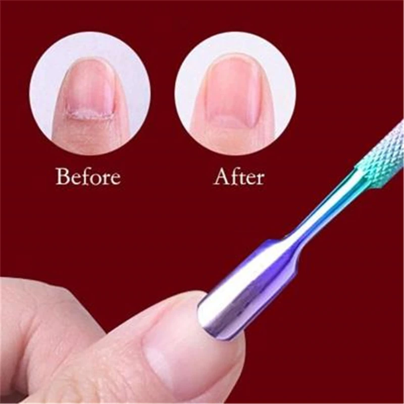

4 Styles/Set Dead Skin Remover Rainbow Stainless Steel Manicure Pedicure Nail Art Tool Dual-ended Chameleon Nail Cuticle Pusher