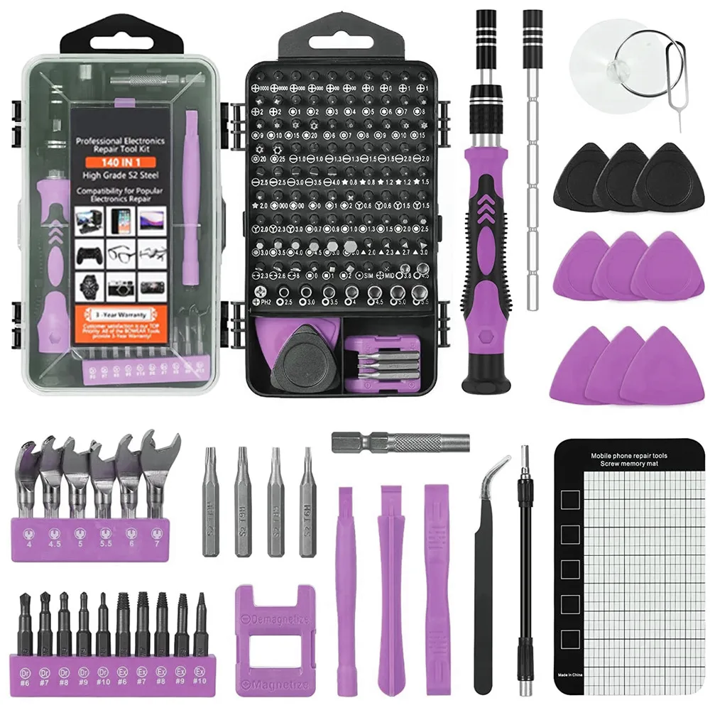 

Precision Screwdriver Set,High Grade S2 Steel, 140 in 1 Repair Tool Kit with 118 Screwdriver Bits+Wrench+Stripped Screw Removers