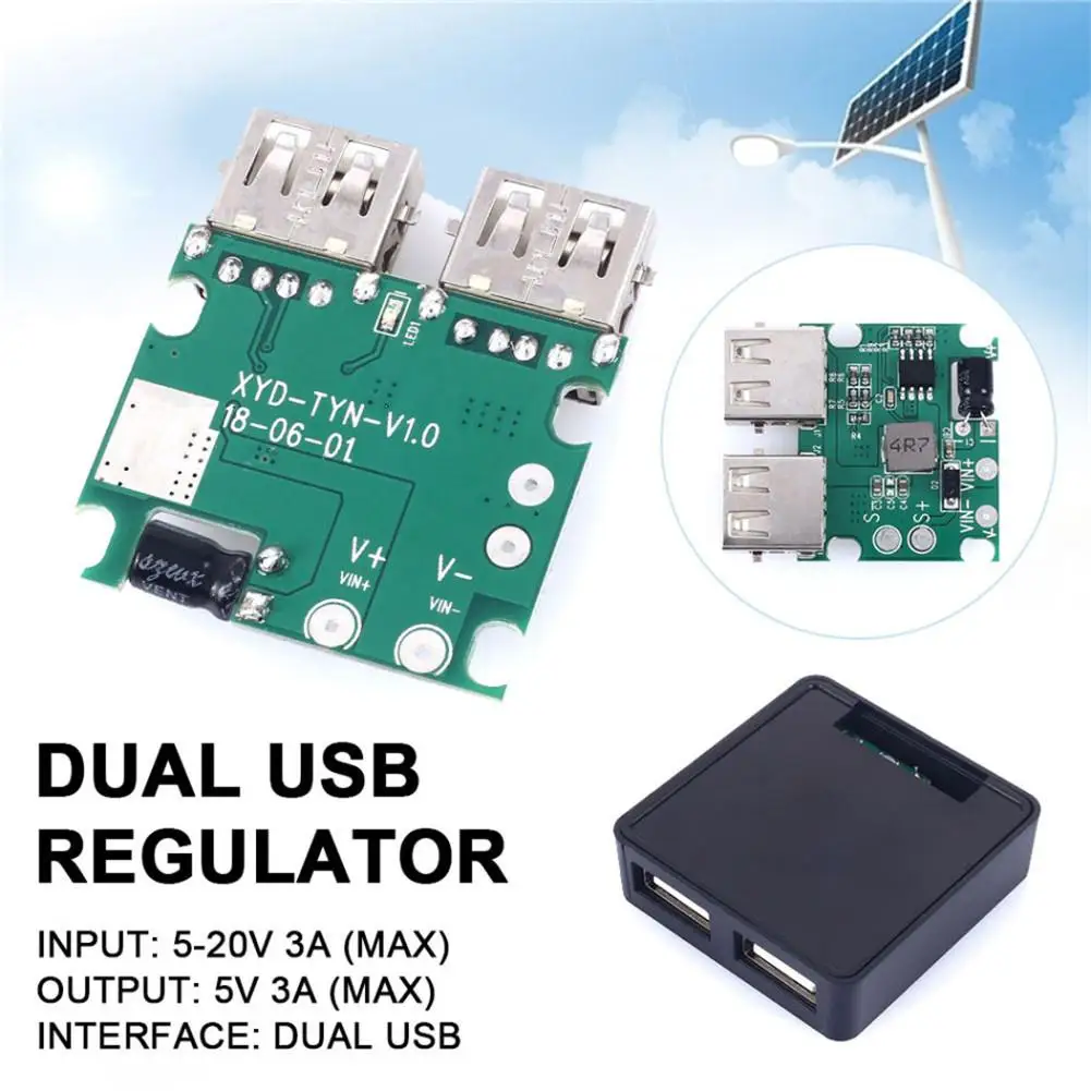 

5V-20V To 5V 3A Maximum Dual USB Charger Regulator For Solar Panel Folding Cover With Battery Pack/phone Charging Power Module