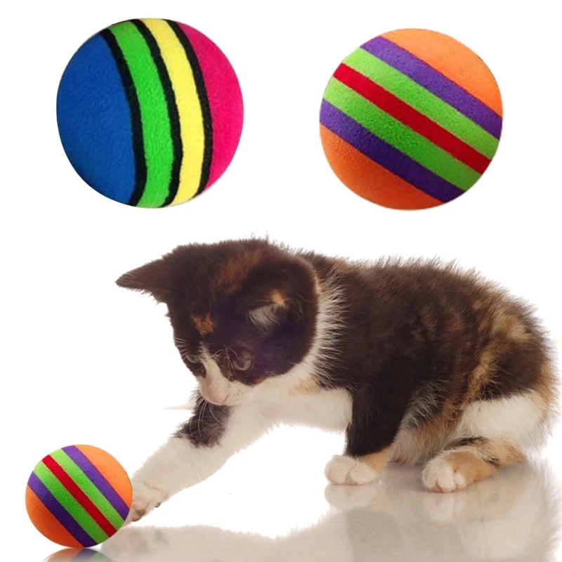 

10 Pcs EVA Rainbow Balls Throwing Funny Interactive Play Chewing Rattle Scratch Toy Pet Dog Supplies