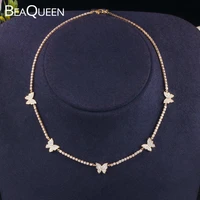 beaqueen new trendy cz butterfly boho jewelry cubic zirconia gold color tennis chain choker charm necklace for women party n017