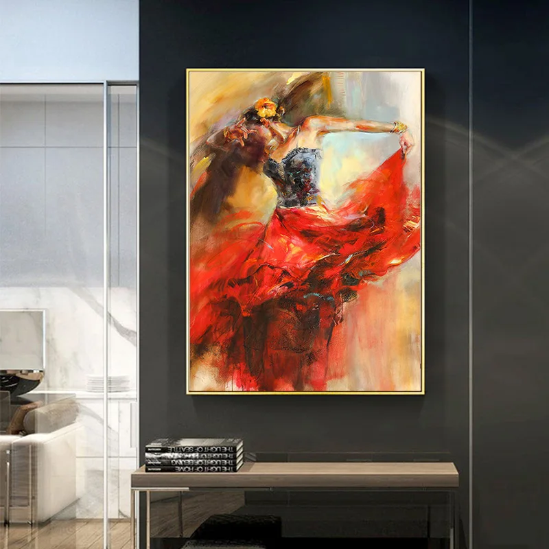 

Abstract Dancing Ballerina Girl Oil Painting on Canvas Scandinavian Posters and Prints Wall Art Picture for Living Room Cuadros