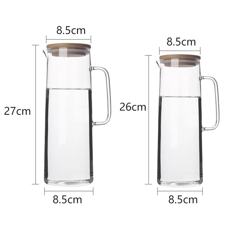 

1.2L 1.5L Glass Water Kettle Heat Resistant Water Jug Handle Cold Water Kettle Transparent High Quality Juice Teapot Pitcher
