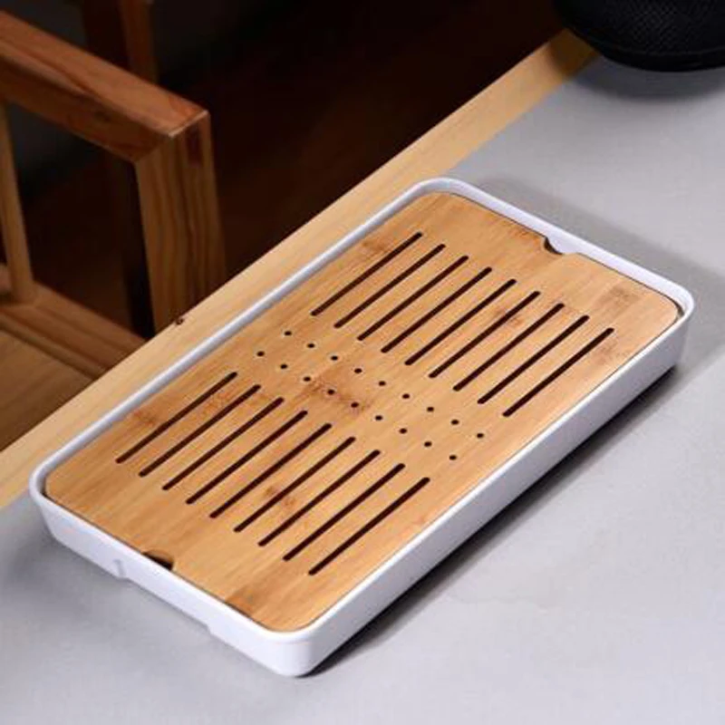 Высококачественный имитация керамики деревянный поднос для чая дренажный набор