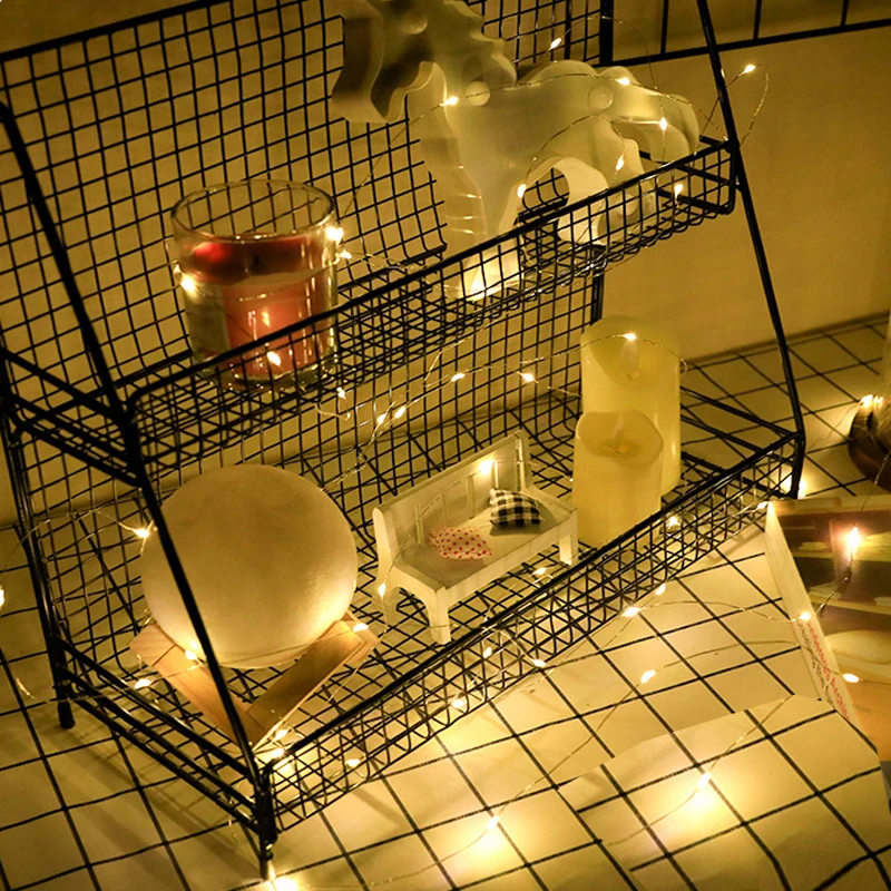 

10M 5M 2M Copper Wire LED Tinsel Garland Battery Powered Fairy LED String Lights for Holiday Christmas Wedding Party Decor