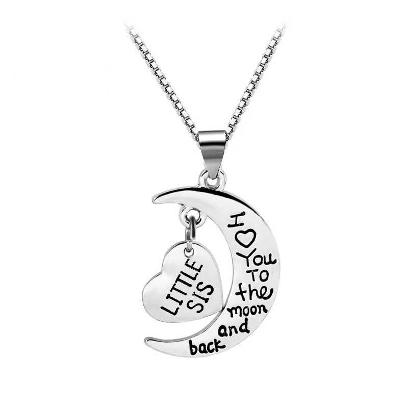 Big Little Middle Baby Sister Necklace I LOVE YOU TO THE MOON AND BACK Fashion Jewelry Women Christmas Gifts Pendants | Украшения и