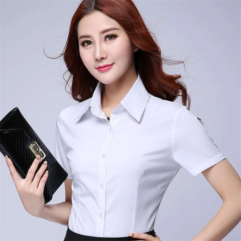 

Korean Women Shirts Chiffon Woman Button Up Shirt Office Lady Business White Shirt Women Basic Shirts Tops Formal Blouse