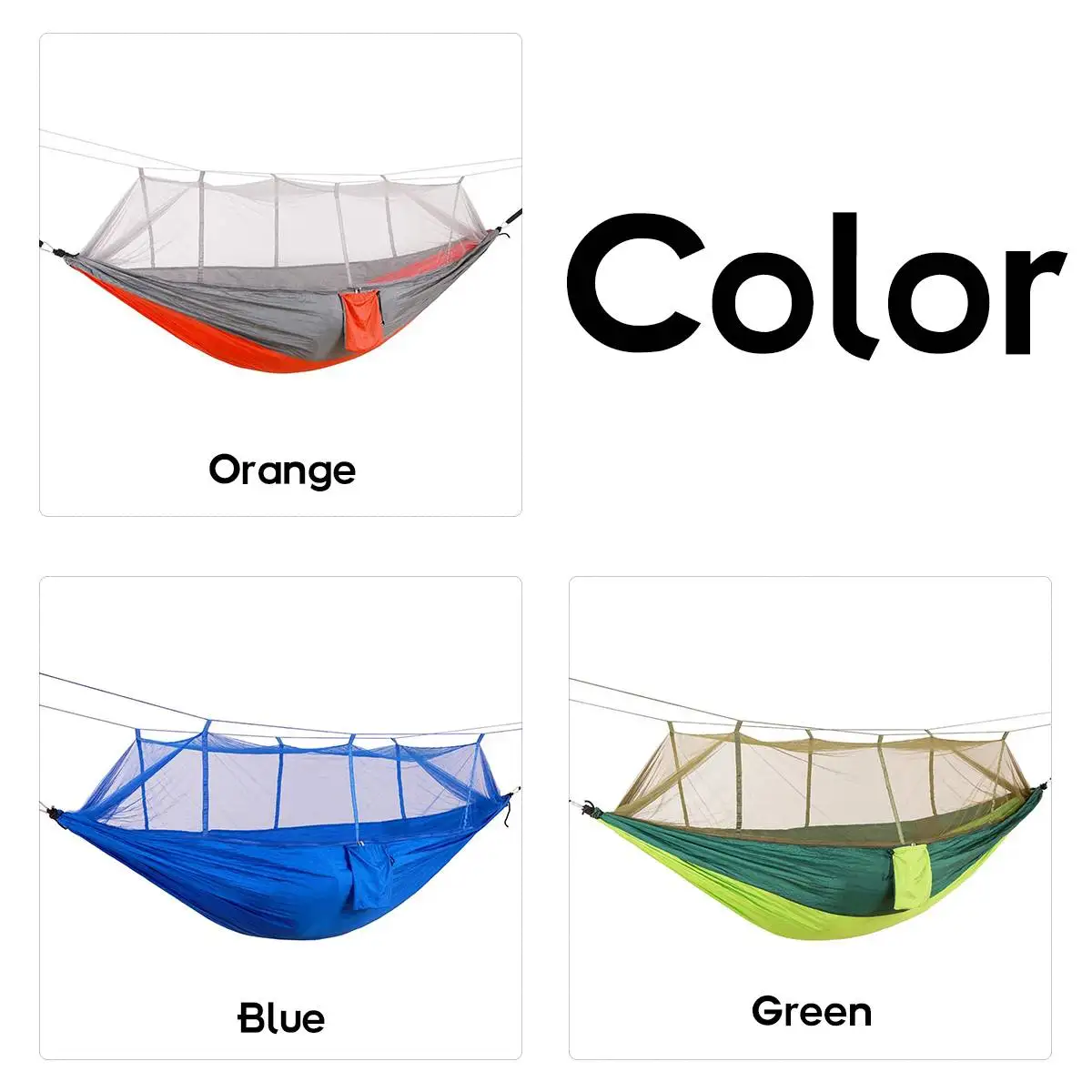

3 Colors 1-2 Person Portable Camping Hammock Outdoor Mosquito Bug Net Strength Parachute Hanging Bed Hunting Sleeping Swing