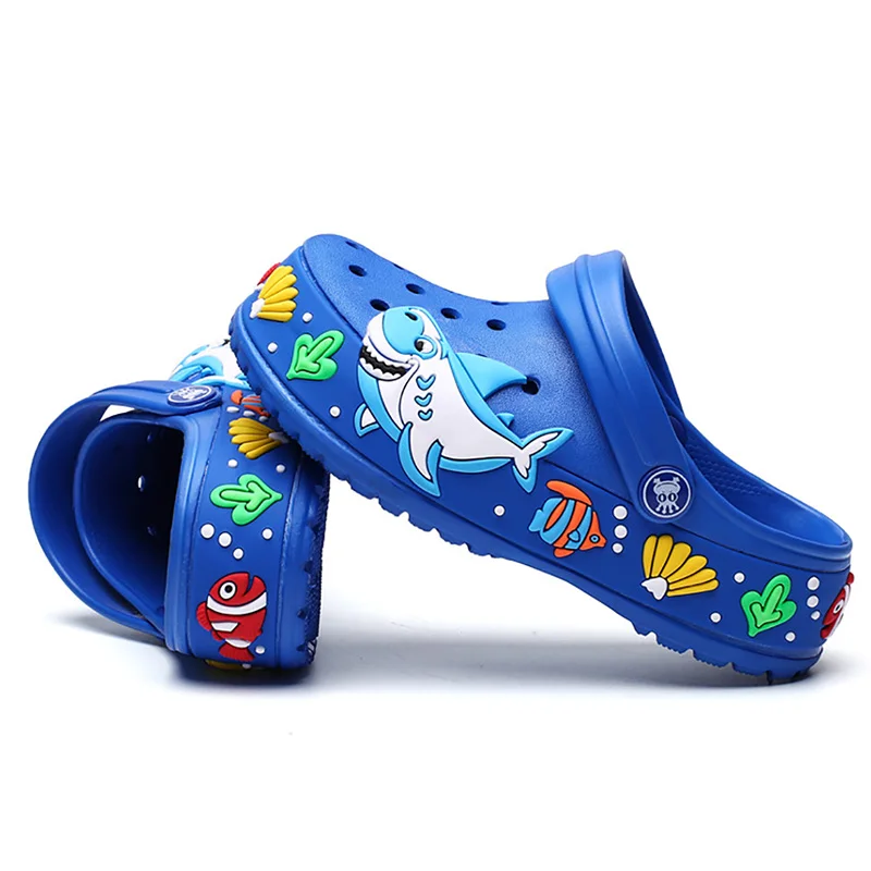 Новые модные детские садовые туфли летние тапочки с мультяшным рисунком Детские