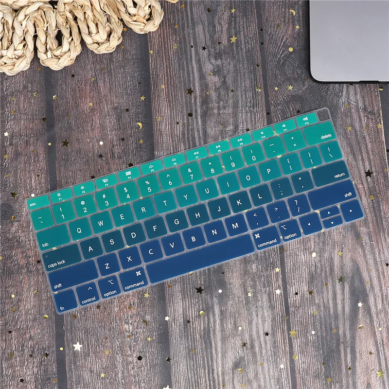 Gradient green Английская Водонепроницаемая Пылезащитная крышка клавиатуры для Macbook Air 13 A1932 Touch ID градиентный цвет американская Защита клавиатуры - Цвет: Gradient green