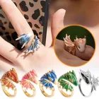 Ручная роспись Эмаль глазури позолоченные для мальчиков с мультяшными принтами Чёрный рыцарь кольцо дракона приспосабливаемая морской спасательный круг тренд, ювелирное изделие для пары, украшения