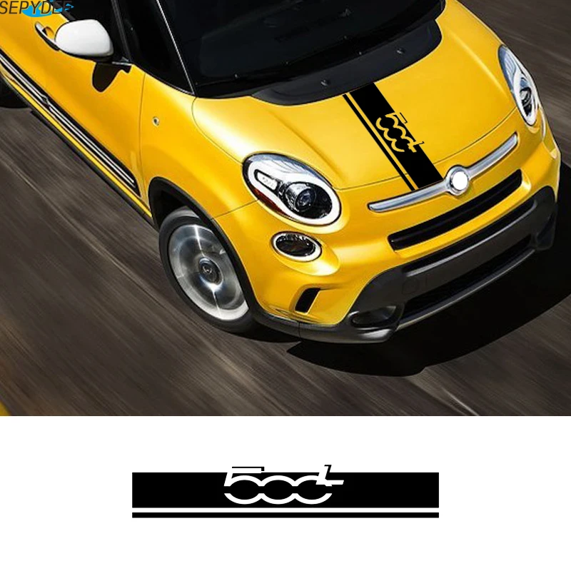 

Автомобильная капота дневного света, крышка двигателя, декоративная наклейка, Стильная Спортивная виниловая пленка для автомобилей Fiat 500L, ...