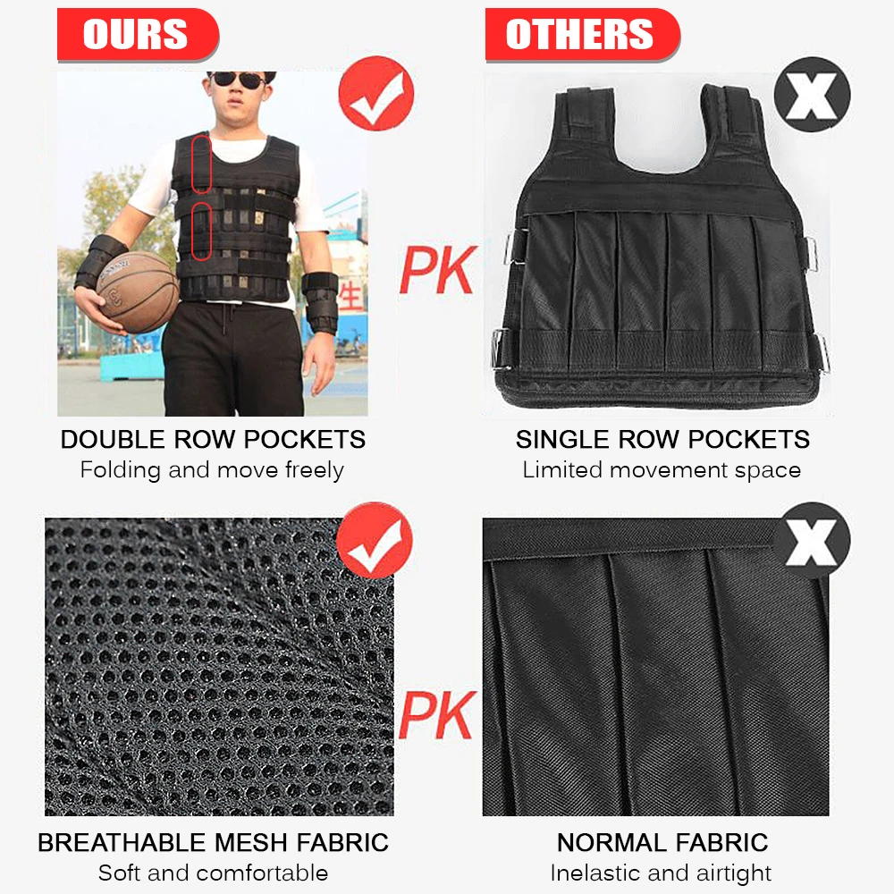 

Max Loading 15kg/35kg Adjustable Weighted Vest Weight Jacket Exercise Weight Loading Cloth Strength Training Loading Weight Vest